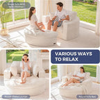 MAXYOYO Oversized Round Chaise Lounge Sofa, Upholstered Lounge Chair - Image 3