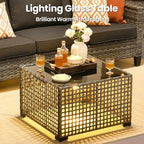 ovios 10 Pieces Patio Furniture Set, Outdoor Wicker Sofa Couch - Image 3