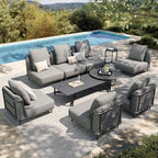 HERA'S HOUSE Metal Patio Furniture Set, Modular 7 Seats, 1 Nesting Coffee by HERASHOUSE