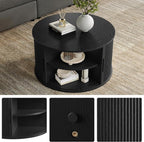 LINSY HOME Round Coffee Table, 31.5" Drum Coffee Table - Image 6