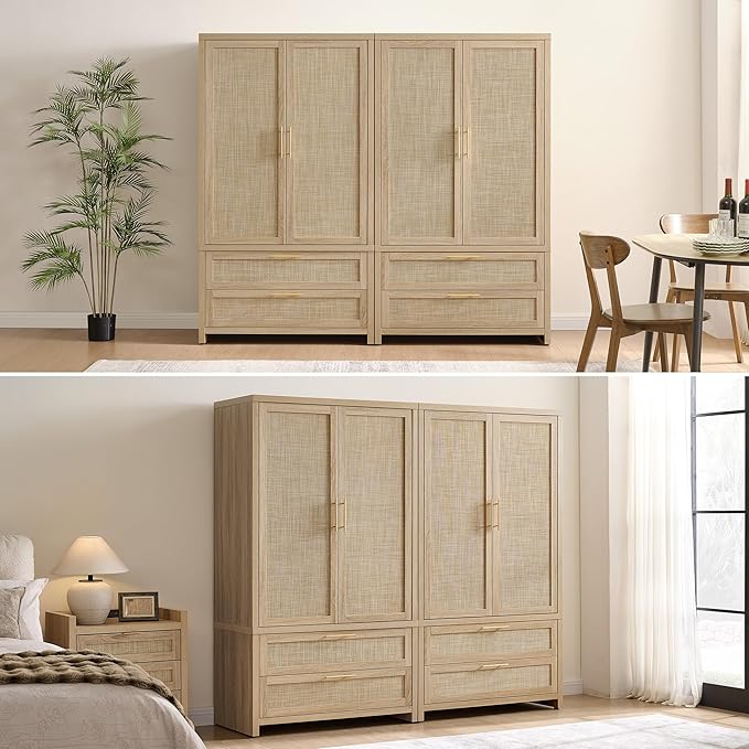SICOTAS Larger Armoire Wardrobe Closet, Boho Armoire Clothes Organizer - Image 7