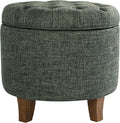Homepop Home Decor | Upholstered Round Tufted Foot Rest Ottoman | Ottoman by HomePop