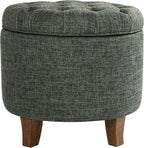 Homepop Home Decor | Upholstered Round Tufted Foot Rest Ottoman | Ottoman by HomePop