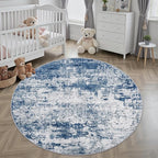 Round Area Rug for Living Room: 4 ft Washable Modern Abstract Soft Thin Rug - Image 3