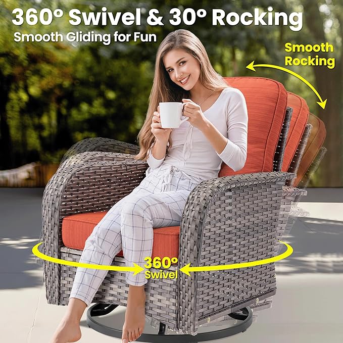 ovios 10 Pieces Patio Furniture Set, Outdoor Wicker Sofa Couch - Image 2