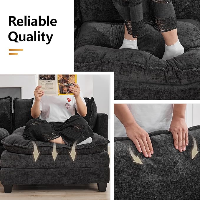 76'' Cloud Deep Seat Loveseat Sofa, Upholstered Chenille Modular 2-Seats - Image 5