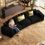 145" Oversized Velvet Chesterfield Sofa Sectional Couch - Image 4