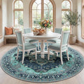 RELEANY Area Rugs Round 7ft Washable Non-Slip, Floral Vintage Distress Print by RELEANY