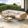 Jing's Villa 7-Piece Outdoor Patio Furniture Set, Ratten Conversation Sectional by JingsVillaOutdoorFurniture