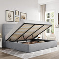 Allewie King Size Lift Up Storage Bed, Modern Wingback Headboard, Hydraulic by Allewie