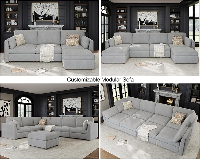 Oversized Modular Sectional Sleeper Couch, Solid Wood Frame, Removable Washable - Image 7