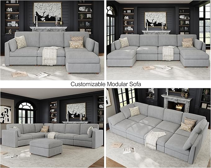 115'' Oversized Modular Sectional Sofa, Solid Wood Frame Sofa, Removable - Image 8