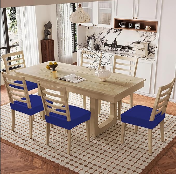 Smiry Waterproof Seat Covers for Dining Room Chairs Set of 8, Stretch Jacquard - Image 8