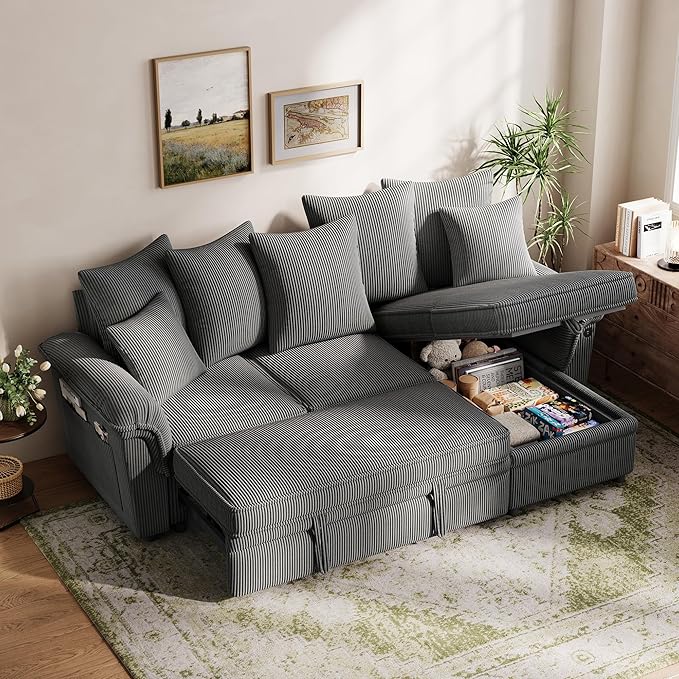LINSY HOME 90.5'' Sectional Sleeper Sofa by LINSYHOME