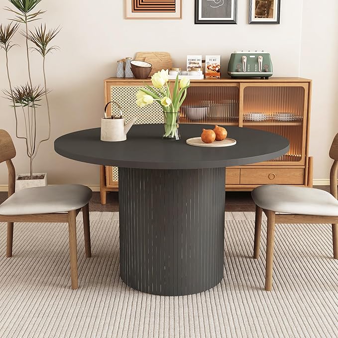 weselon Round Dining Table for 4, Modern Farmhouse Kitchen Table, 47 Inch Small by WelcometoFurnitureSalon