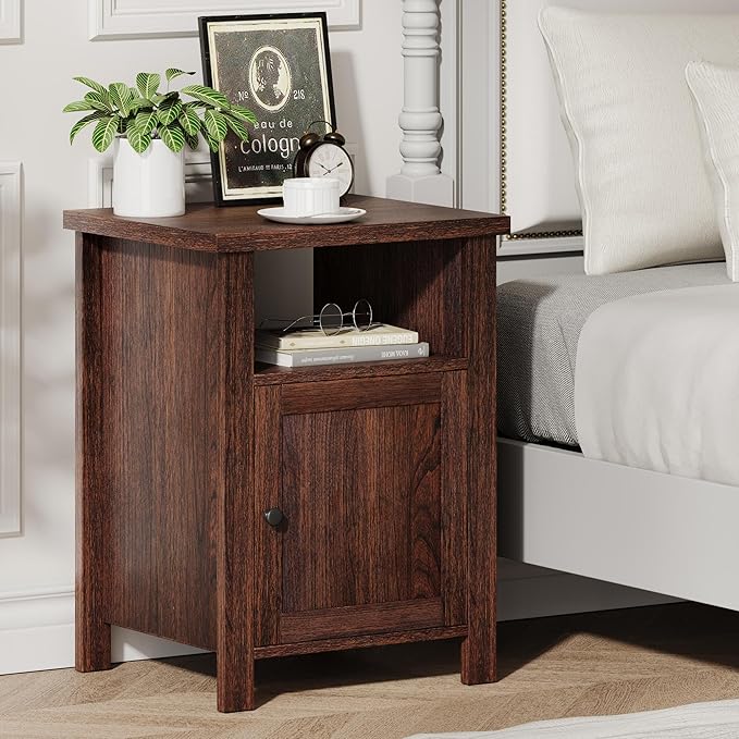 ChooChoo Farmhouse Nightstands Set of 2, Rustic Vintage End Side Table - Image 4