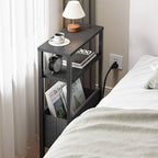 Narrow Side Table with Charging Station, Slim End Table with Magazine Rack - Image 5