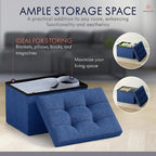 Ornavo Home Small Storage Ottoman, Foldable Collapsible Rectangle Linen Ottoman - Image 3