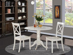 East West Furniture DLBO3-WHI-W 3 Piece Dining Room Table Set Contains a Round - Image 2