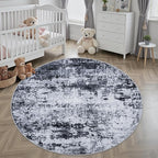 Round Area Rug for Living Room: 8 ft Washable Modern Abstract Soft Thin Rug - Image 4