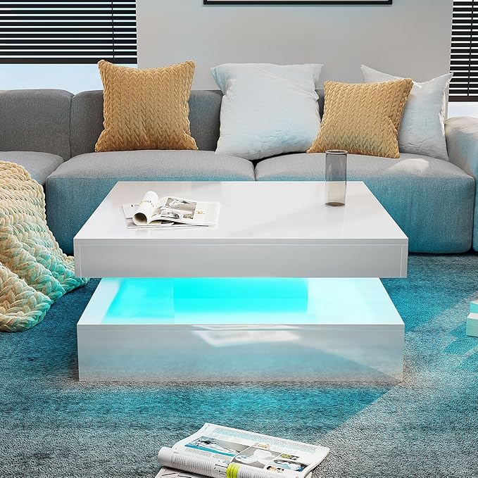 HedoAjim White LED Coffee Table - Image 5