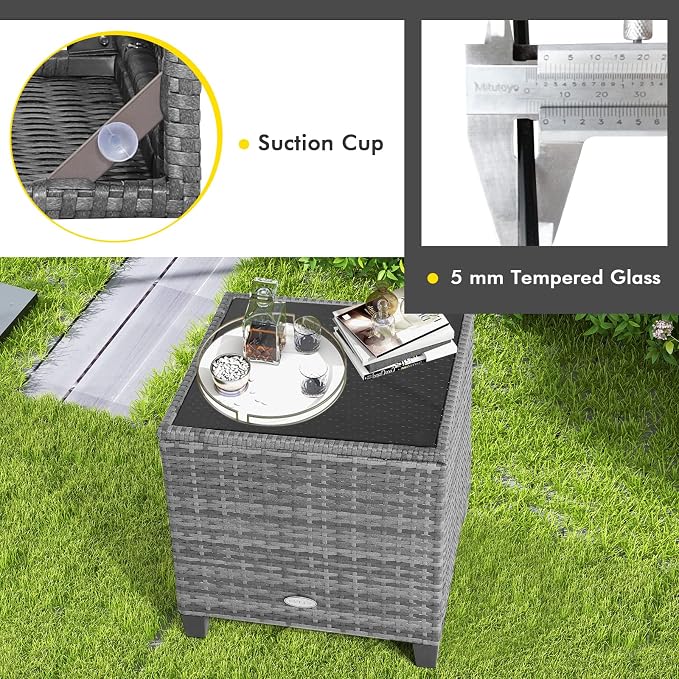 COSTWAY 3-Piece Patio Furniture Set, Outdoor Wicker Rattan Sofa - Image 6