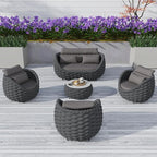 TWT Outdoor Patio Furniture Set-5 Pieces Aluminum Sectional Sofa, Metal Patio by TWT