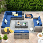 ovios 12 Pieces Patio Furniture Set, Outdoor Wicker Sectional Sofa by OVIOS