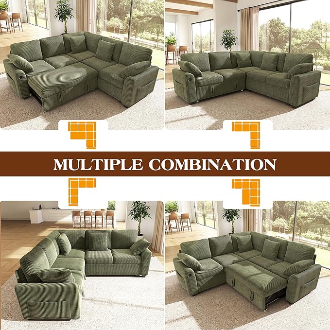 Ihanherry 83-inch 5-Seater Large Sectional Sofa Bed - Image 8