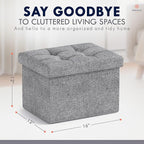 Ornavo Home Small Storage Ottoman Foldable Collapsible Rectangle Linen Ottoman - Image 2