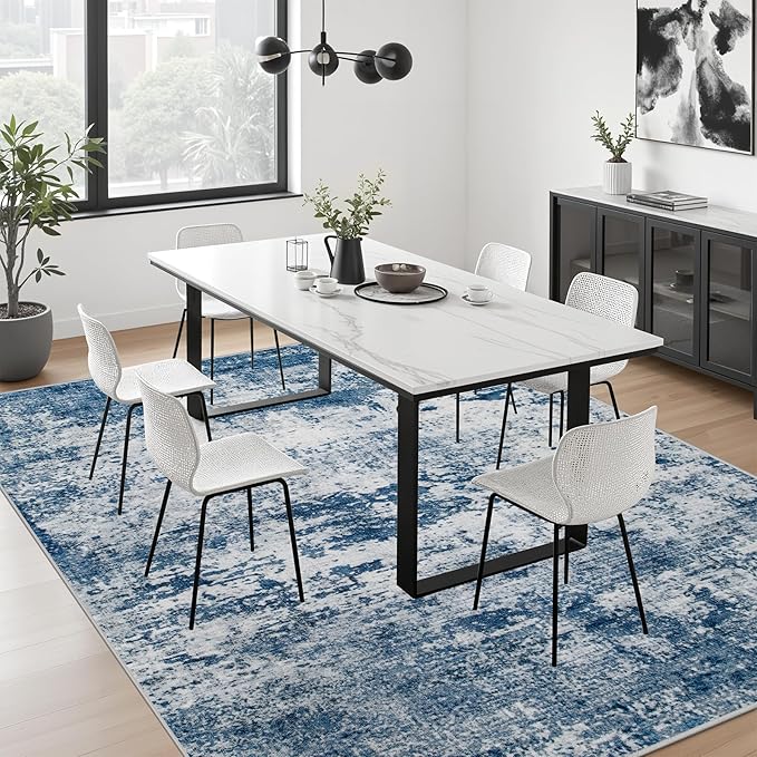 8x10 Area Rug Living Room Rug: Washable Modern Abstract Soft Thin Rug Indoor - Image 5