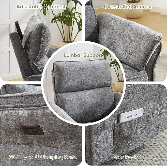 Power Swivel Rocker Recliner, Glider Recliner Nursery Chair - Image 7