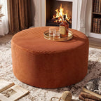 BSHOMGI Round Ottoman, Corduroy Ottomans Foot Stool, 27.5" Pouf Footstool - Image 9