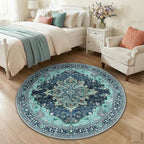 RELEANY Area Rugs Round 4ft Washable Non-Slip, Floral Vintage Distress Print - Image 3