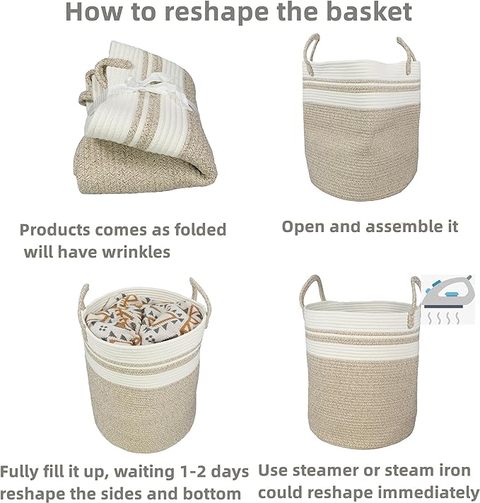 XUANGUO Cotton Rope Laundry Basket Hamper - Image 6