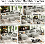 146" Cloud Couch Sectional, U Shaped Modular Sectional Sofa, 4-Seat Deep Seat - Image 6