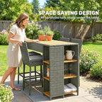 Outsunny 5 Piece Outdoor Bar Set, Wicker Outdoor High Top Table and Chairs - Image 9