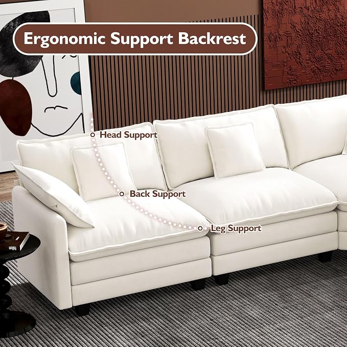 Ihanherry 114" V-Shaped Modern Sofa Modular Sectional Cloud Couch - Image 7