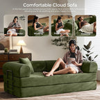 79" Convertible Sofa Bed with Fixed-Shape Frame & Removable Armrests, Modular - Image 8