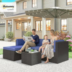 Outsunny 3 Piece Patio Furniture Set, Wicker Rattan Outdoor Patio Conversation - Image 2