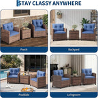 Garvee Outdoor Wicker Chairs, 3 Pieces Patio Furniture Set, All Weather High - Image 7