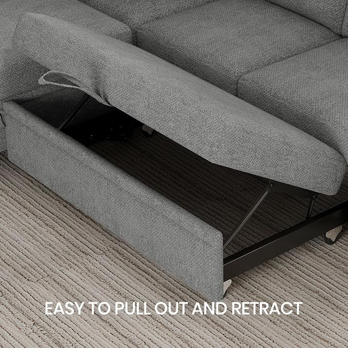Belffin Chenille Sectional Sleeper Sofa - Image 5