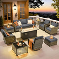 ovios 10 Pieces Patio Furniture Set, Outdoor Wicker Sofa Couch by OVIOS