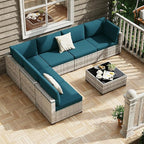KIGOTY Patio Furniture Set, 7 Pieces Modular Outdoor Sectional Sofa, PE Rattan - Image 2