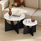 LIKIMIO Nesting Coffee Tables Set of 2, 23.6" Small Round Side Tables - Image 5