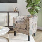 BELLEZE Living Room Chair, Linen Round Accent Barrel Chair, Club Tub Sofa Chair by BELLEZE