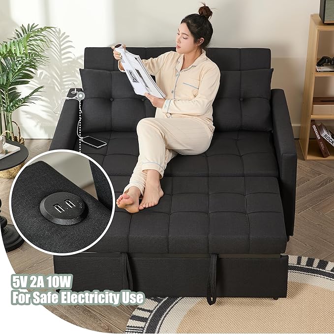 GOSUHI 52" Sleeper Sofa with Pull-Out Bed, 3-in-1 Convertible Sofa Bed - Image 5