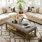 Befurtori Large Rectangular Upholstered Ottoman Bench, Linen Tufted Footrest - Image 4