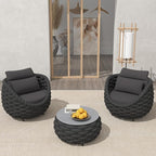 TWT 3 Pieces Aluminum Patio Furniture Set, Hand Woven Textilene Rope Outdoor by TWT