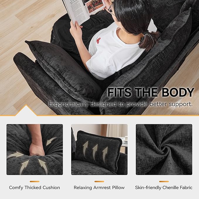 76'' Cloud Deep Seat Loveseat Sofa, Upholstered Chenille Modular 2-Seats - Image 4